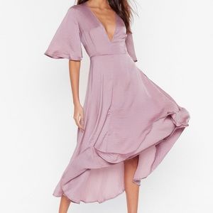 Satin Purple Midi Dress